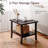 19" Square Brown Metal Outdoor Side Table, 2-Tier All-Weather Patio End Table-914196522