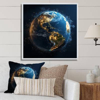 Earth Lights From Space I - Space Planet Canvas Art Print