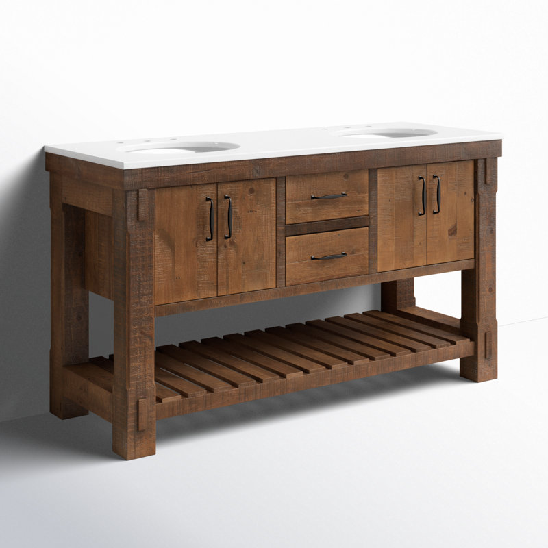 Bromley 60'' Double Bathroom Vanity with Quartz Top