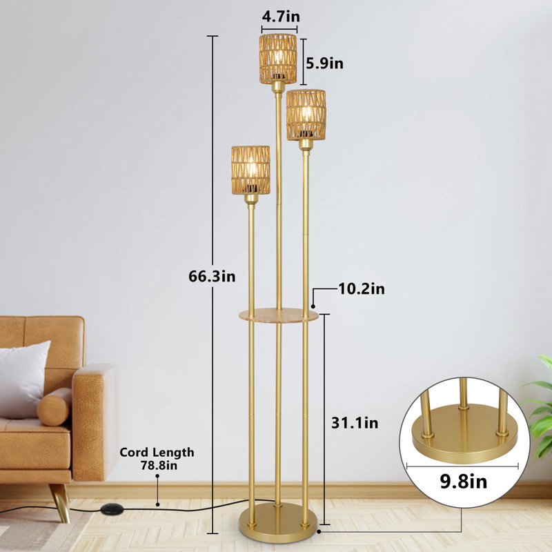 Postfield Torchiere Floor Lamp, Gold