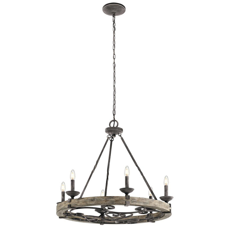 Schirado 6 - Light Waggon Wheel Chandelier