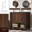 Meuble-lavabo rétro 35,5 po avec lavabo rectangulaire en céramique, portes à fermeture douce, stratifié grain de bois-1734837481