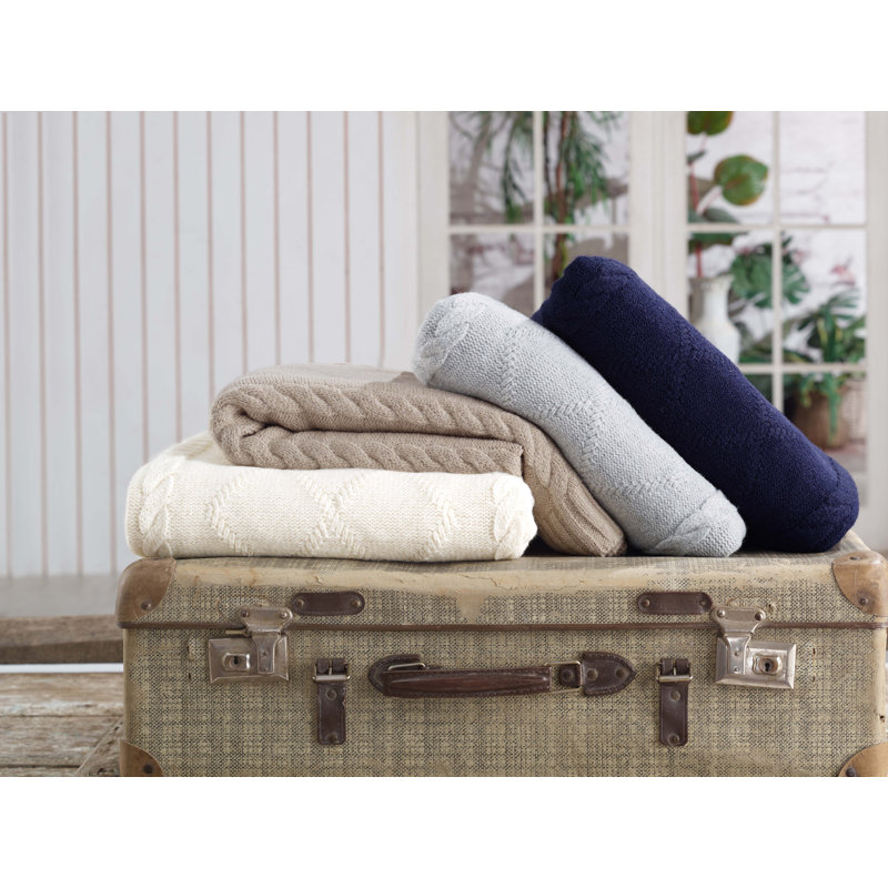 Zainab Knitted Throw Blanket, Platinum
