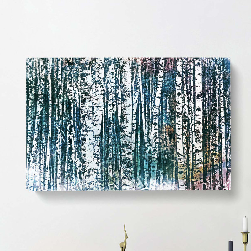 A Birch Tree Forest In Abstract - Wrapped Canvas, 50cm H x 76cm W x 3cm D