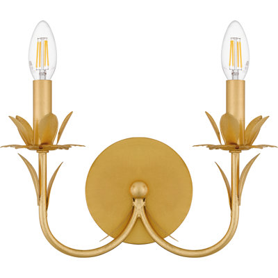Applique murale 2 lumières feuille d'or Jakariya