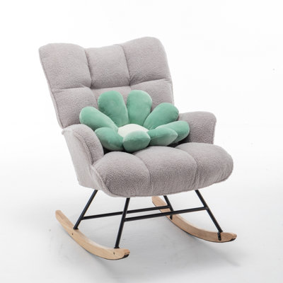 Nursery Rocking Chair Teddy, Upholstered Glider Rocker for Living Rooms, Bedrooms
