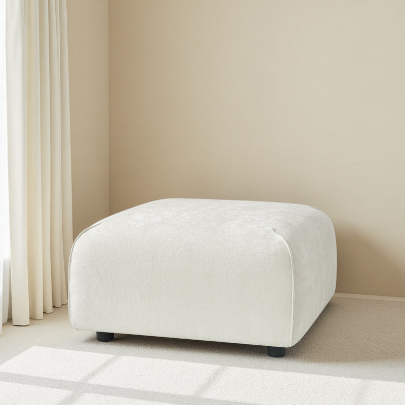 Repose-pieds carré moelleux - Siège supplémentaire multifonctionnel pour le salon et la maison, Beige
