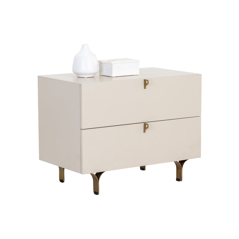 Mithush 2 Drawer Metal Nightstand in - Cream, Cream