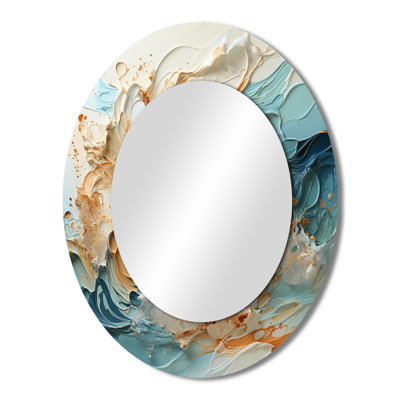 Blue Storm Liquid Art Charm - Landscapes Oval Decorative Mirror On Metal