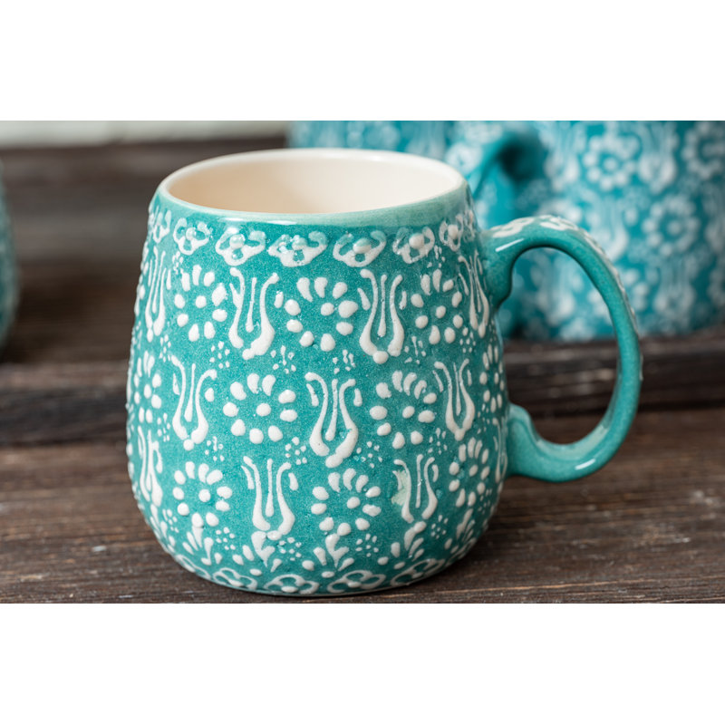 Hand Painted Ceramic Coffee Mug, Green