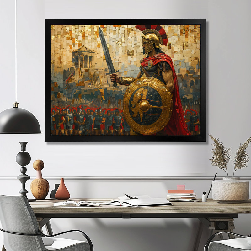 Barry - art mural armée, H 34 po x l 44 po x P 1,5 po, Toile encadrée noire simple