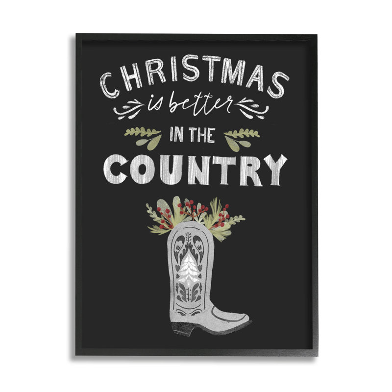 Christmas Better In Country at-221, Giclée encadrée noir minuit, H 14 po x l 11 po x P 1,5 po