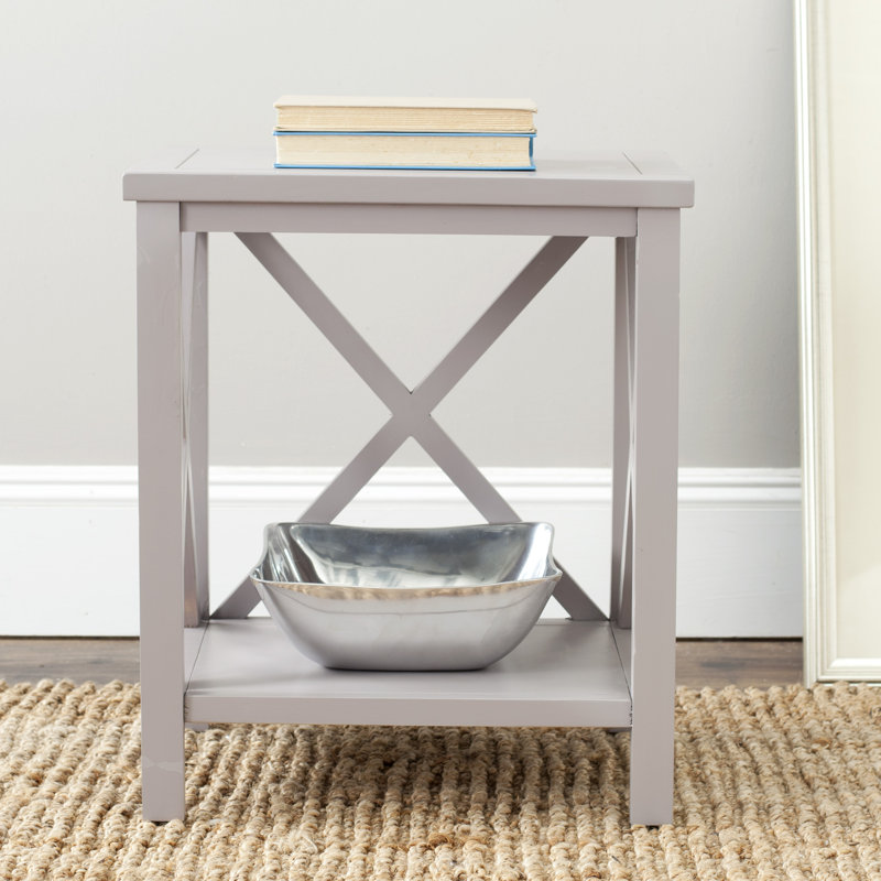 Paignt Solid Wood End Table, Quartz Gray