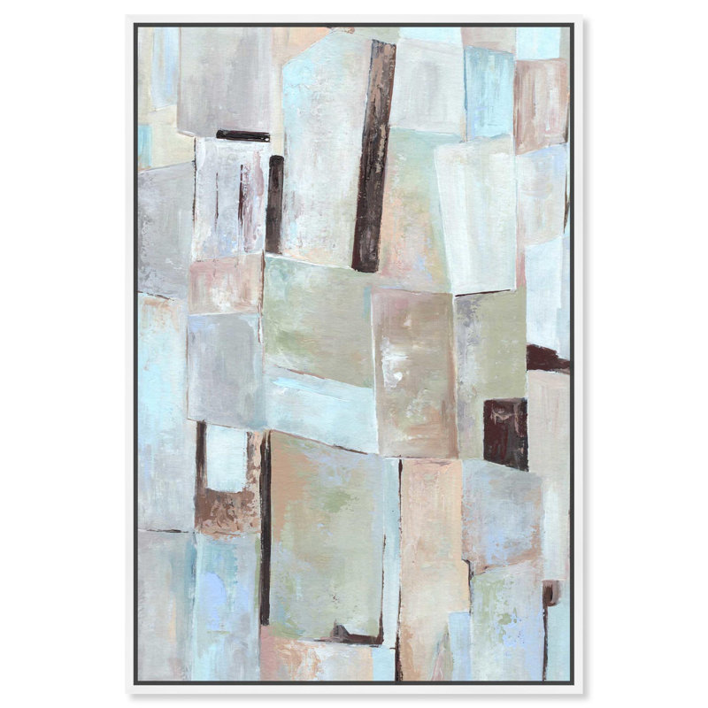 Toile moderne Art Remedy Midcentury, lignes croisées, Cadre flottant blanc, H 16 po x l 11 po
