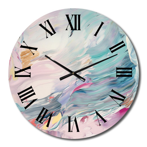 DesignArt Spring Miracles In Tender Retro Pastel Metal Wall Clock | Wayfair