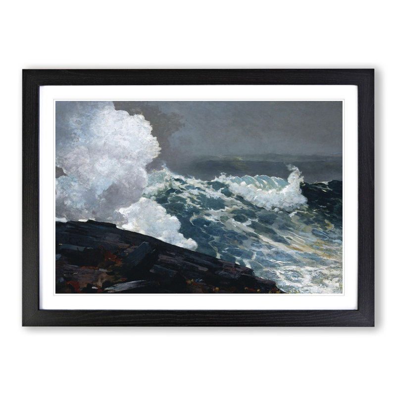 Northeaster by Winslow Homer - Picture Frame Painting, 36cm H x 48cm W x 2cm D, Black Framed