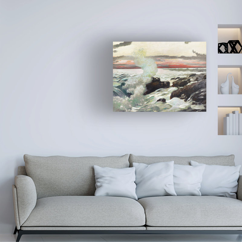 "Homer Crashing Waves II" par Winslow Homer sur toile, H 24 po x l 32 po
