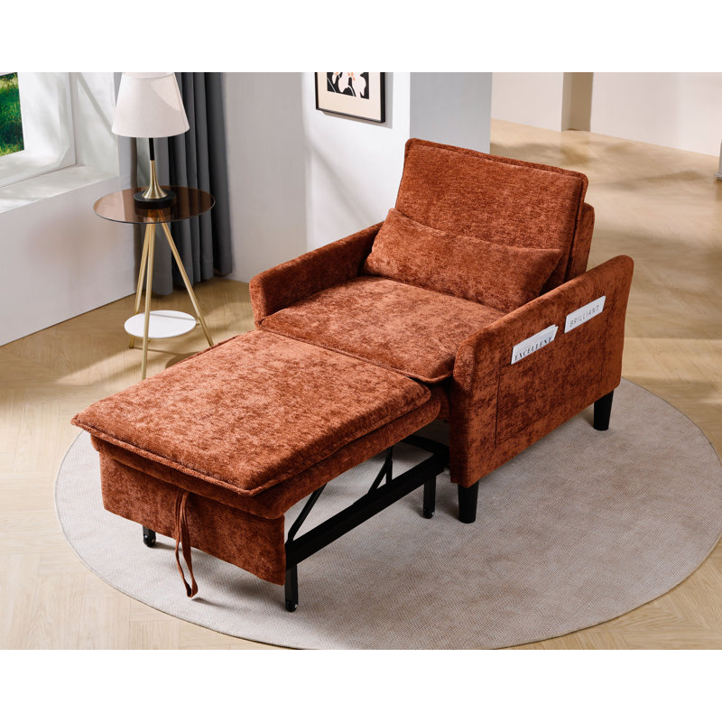 Canapé-lit simple 32,28 po / fauteuil-lit escamotable en chenille, Brun
