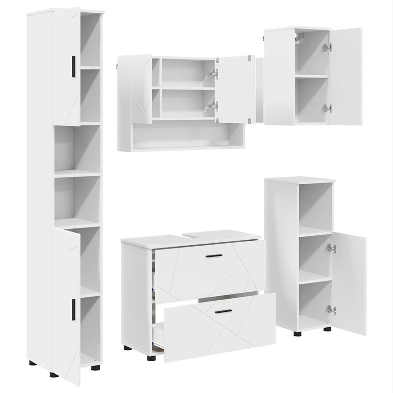 Wall Mounted Required Bathroom Storage Furniture Set, White