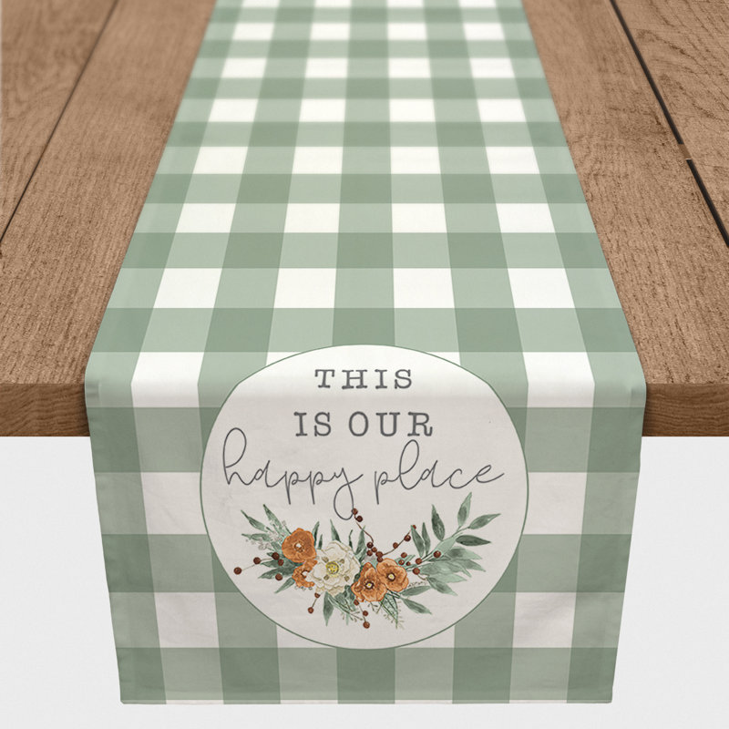 Dakesha Rectangle Gingham Polyester Table Runner, 16" D x 90" L