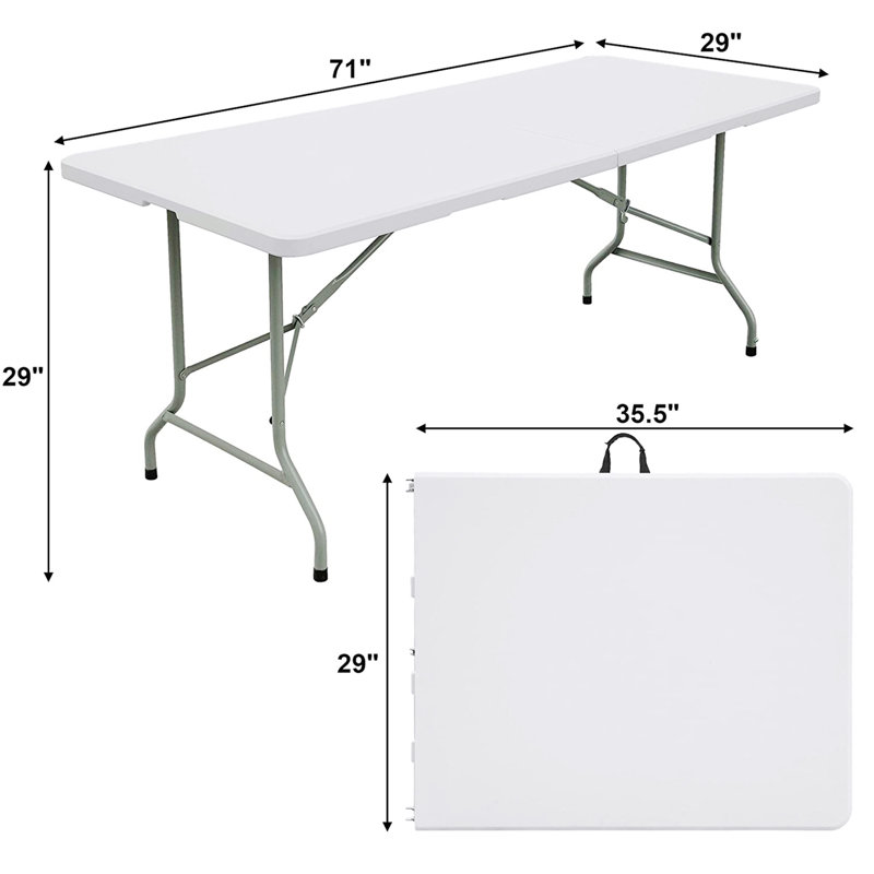 Table de pique-nique pliable rectangulaire en plastique 71 po