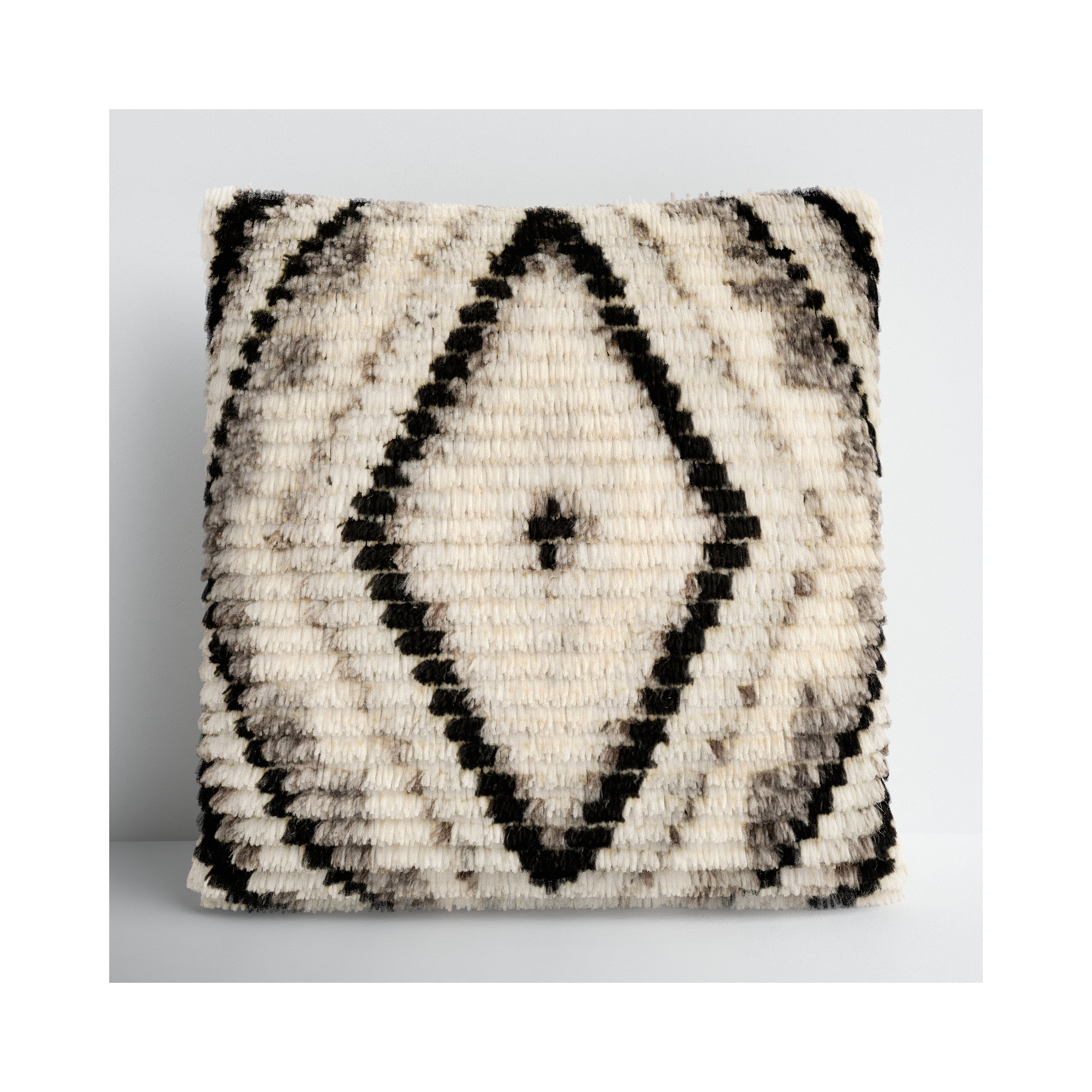 Cyan Geometric Wool Throw Pillow, Down, 22" x 22"