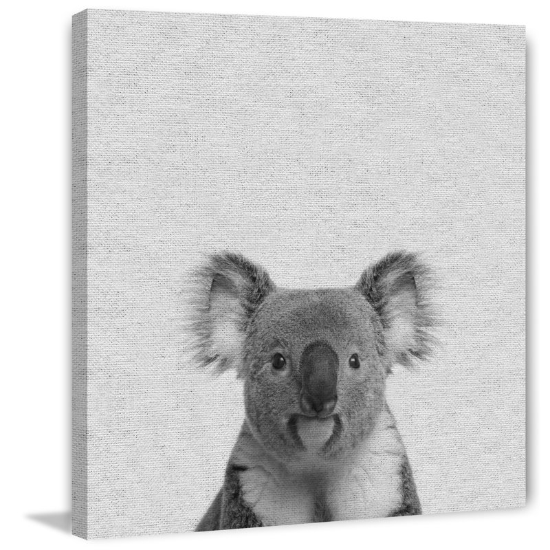 Playful Koala II - Drawing on Canvas, 30cm H x 30cm W