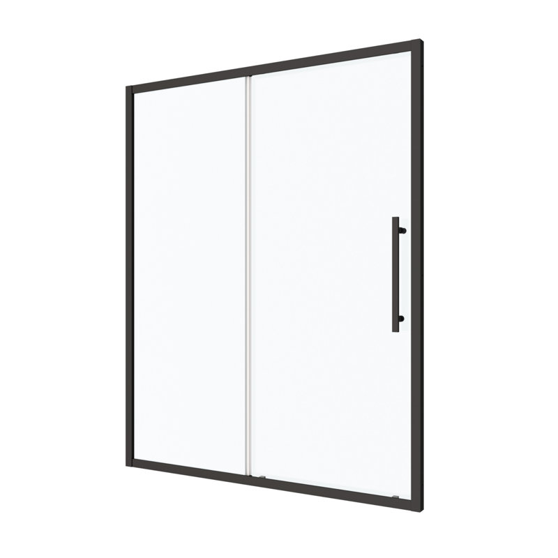 Matte Black 54"W x 72"H Sliding Shower Door with Stainless Steel Handle