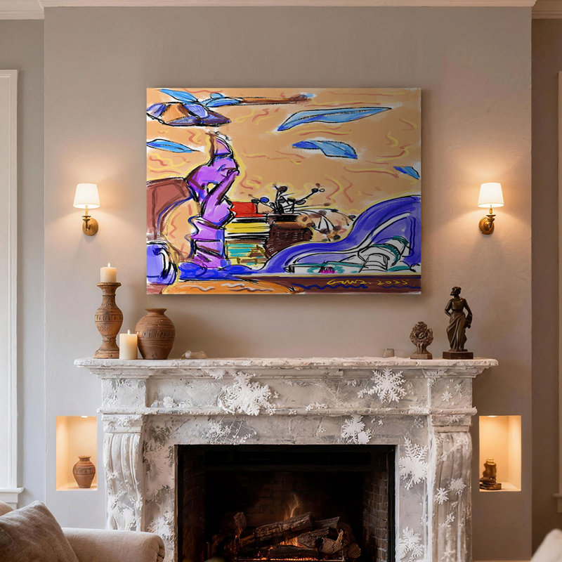 «Abstract Flying Leaves», impression sur toile Dreamy, 32" H x 48" W