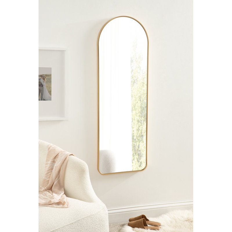 Anacleta Metal Arch Mirror, 48" x 16", Gold