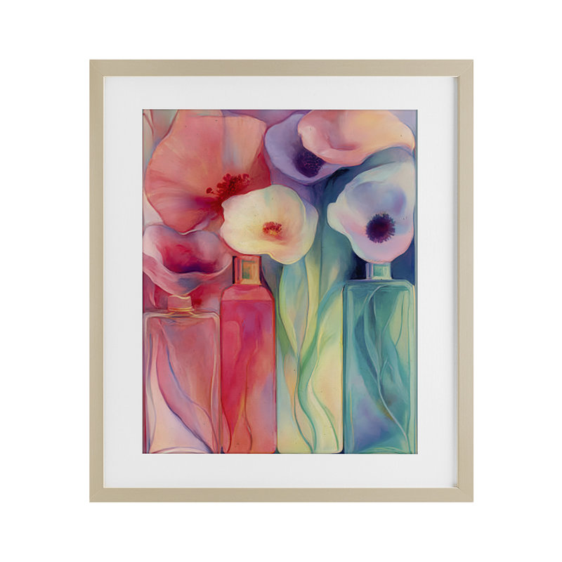 «Petal Logic Gradient», reproduction sous verre, conception par Annabelle Hall, Cadre de récolte en pin, H 16 po x l 13 po