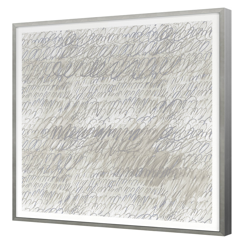 «Cy Scribble In Silver» par Stramel, Renee, H 40 po x l 40 po, Argent argent
