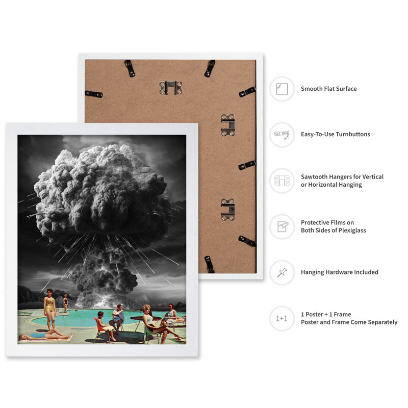 Atomic Bomb Pool Party, Poster, White Framed, 11"H x 14"W
