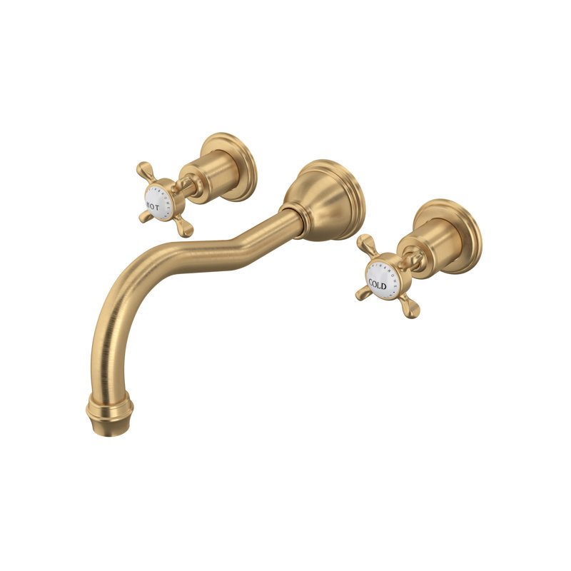 Edwardian™ Wall Mount Tub Spout, With Lever Handles, Satin English Gold