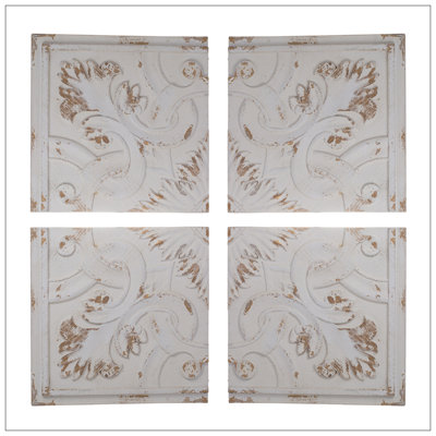 S/4 Distressed Wooden Square Wall Panels