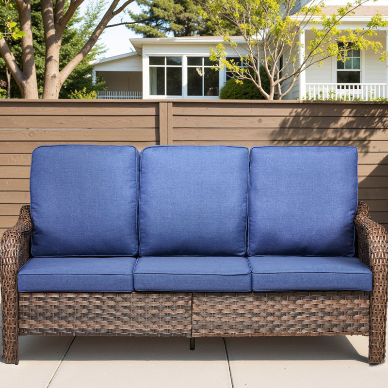 70.9" Outdoor Furniture 3 Seat Pe Blue Deep Cushions Frame And Comfortable Sitting High - Quality Rust