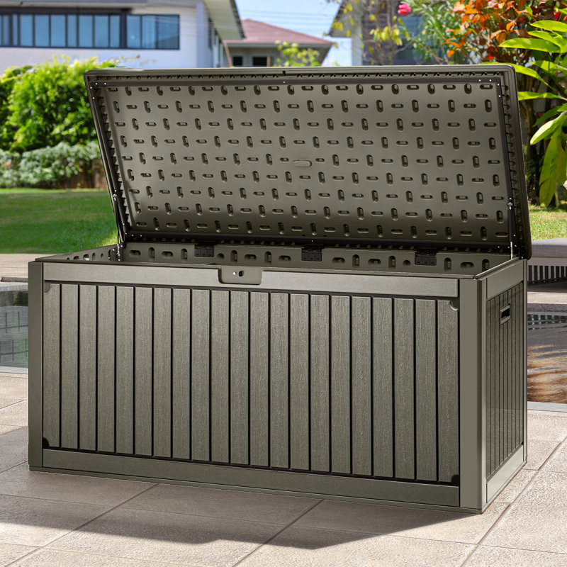 260 Gallon Resin Outdoor Deck Box, Gray