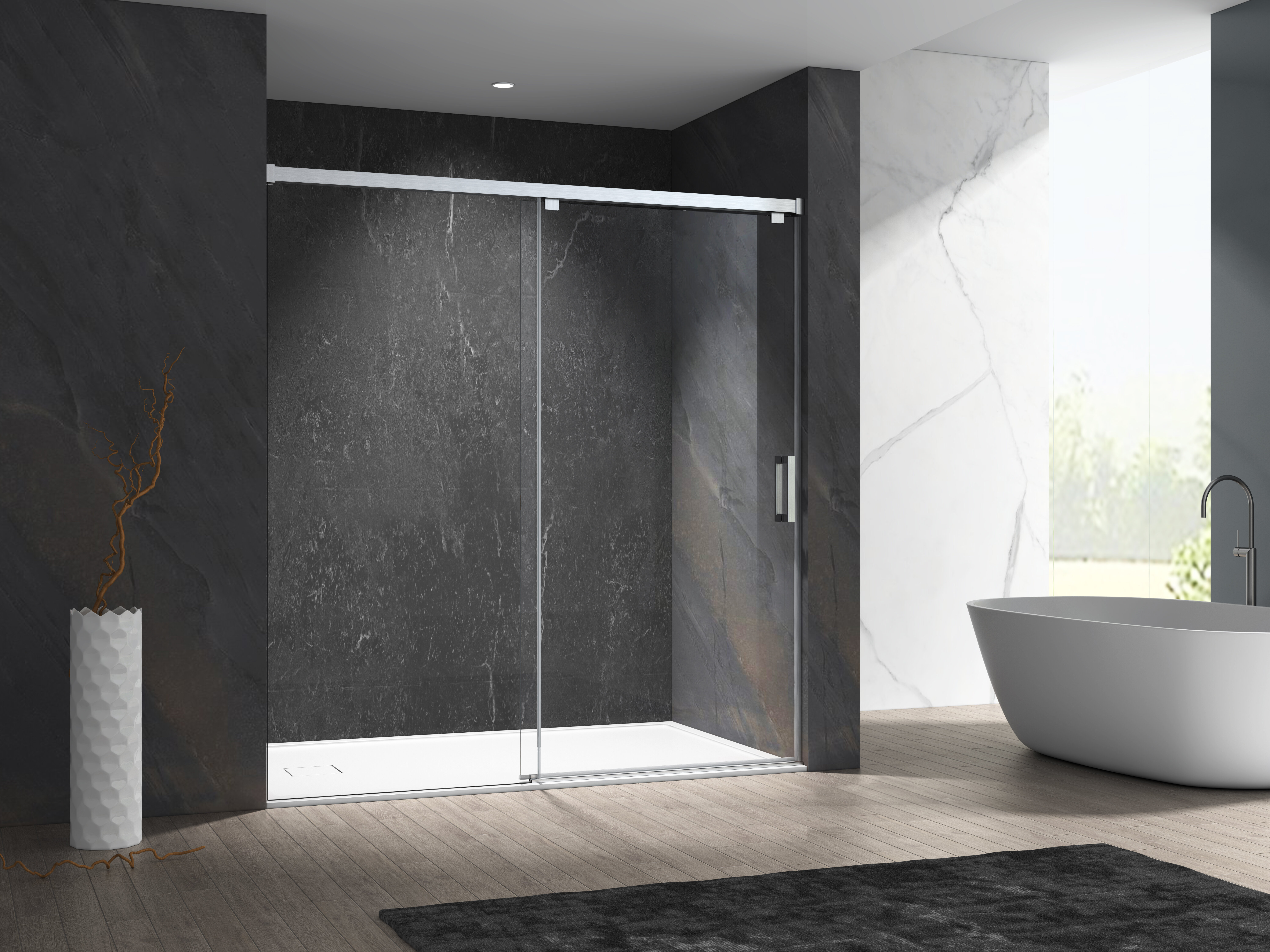 61'' - 65'' W x 76'' H Double Sliding Frameless Shower Door with Clear Glass