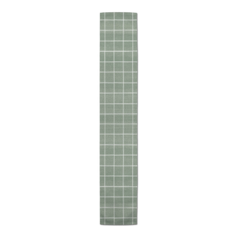 Chemin de table en lin à carreaux vert 4, L 90 po x l 16 po, Vert
