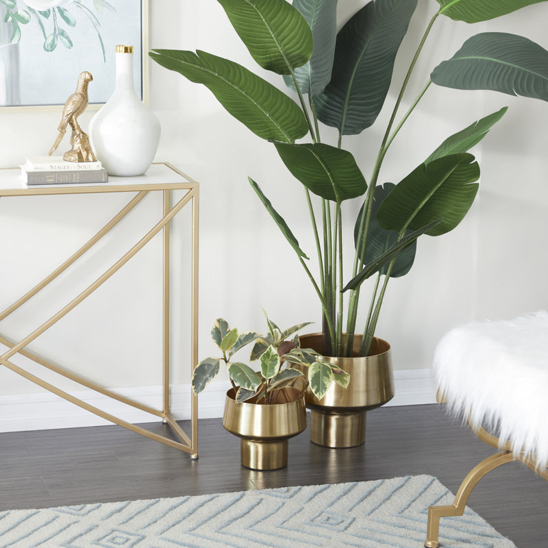 2 Piece Metal Indoor Outdoor Planter Set