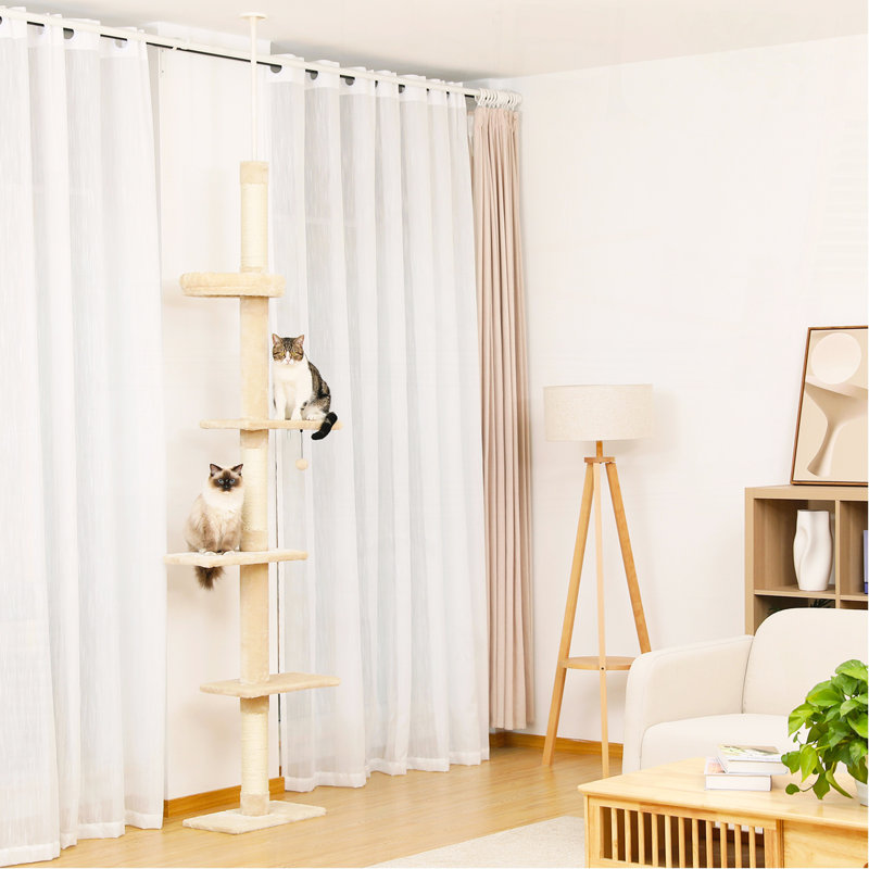 Tour pour chat interactive à 5 niveaux, Beige