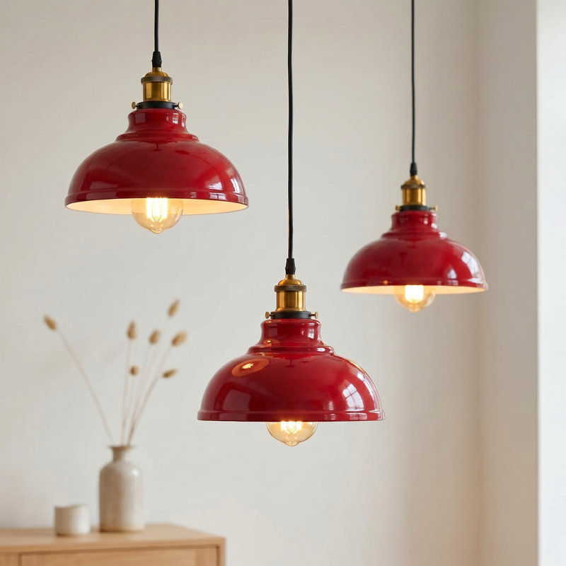 3 - Light Dome Pendant, Red