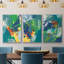 Impression tropicale encadrée sur toile 3 pièces-91886873-91886866