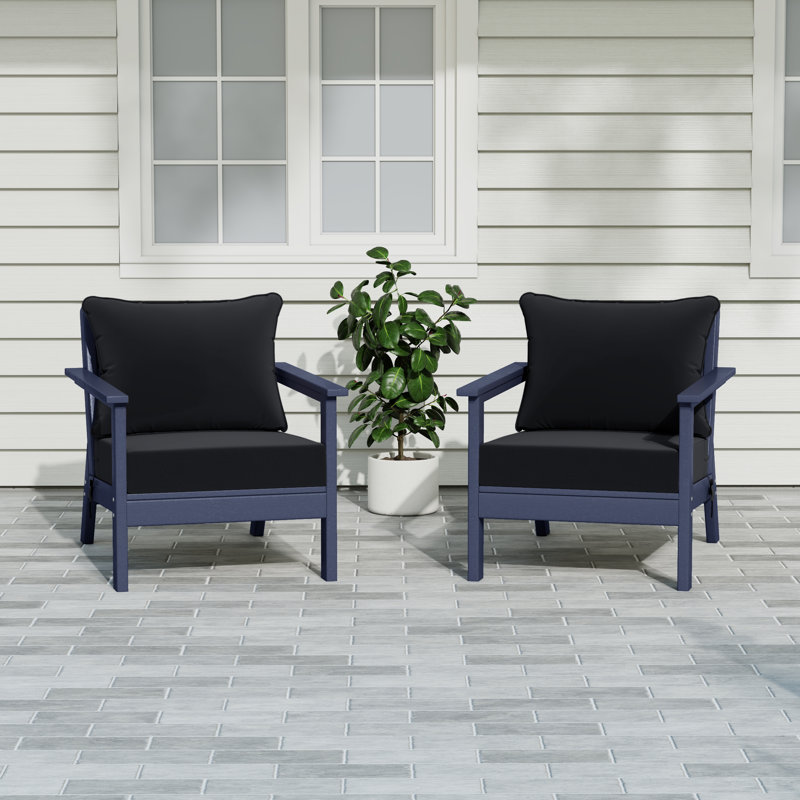 Chaise profonde avec coussins (ensemble de 2), Marine, Noir, noir, noir, noir