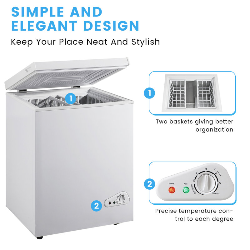 Edendirect 2.8 cu. ft. Garage Ready Chest Freezer with Adjustable Temperature Controls, White