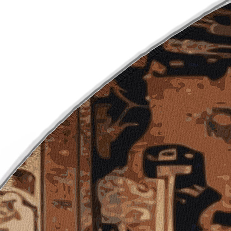 Tapis d'intérieur et d'extérieur brun Persian, Rond 5 pi