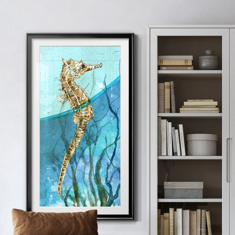 Atlantic Seahorse - peinture encadrée, Noir, H 10,5 po x l 18,5 po x P 1,5 po