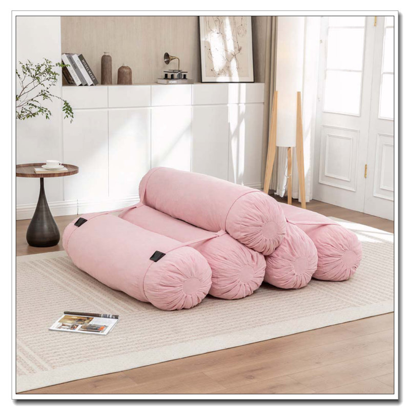 Chaise de plancher ajustable, canapé en velours côtelé avec sangles réglables, Rose