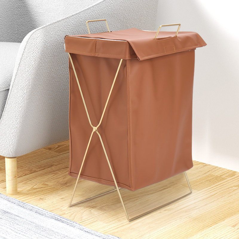 Laundry Basket with Handles, Brown/Gold