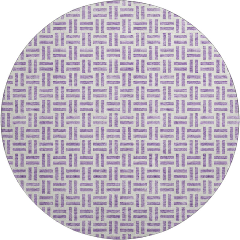 Premium Machine Washable Prisco Lavender Rug, Round 8'